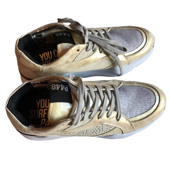 P448 Chunky Leia Silver and Gold Metallic Suede and Mesh Sneakers size 39 - Picture 9 of 14